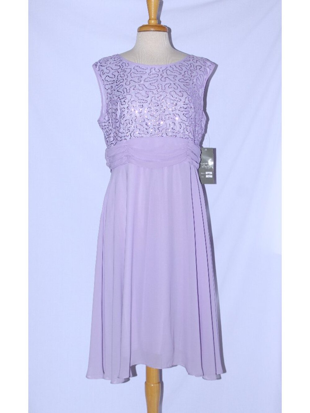 Sally #8819 Short Chiffon & Lace Formal Dress-Size XL- LILAC-NEW